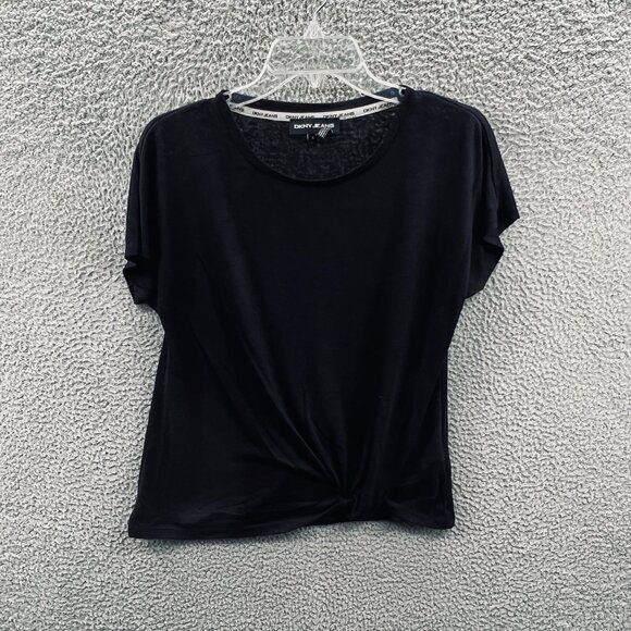 DKNY Jeans Womens Top Small Black Short Sleeve Pullover Casual Lightweight Shirt - Picture 1 of 8